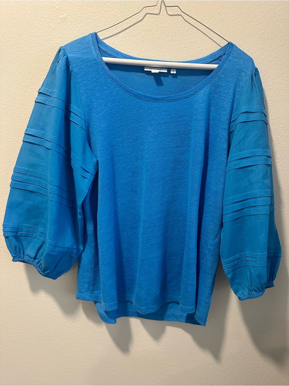 Chico's Bright Blue Balloon-Sleeve Knit Top